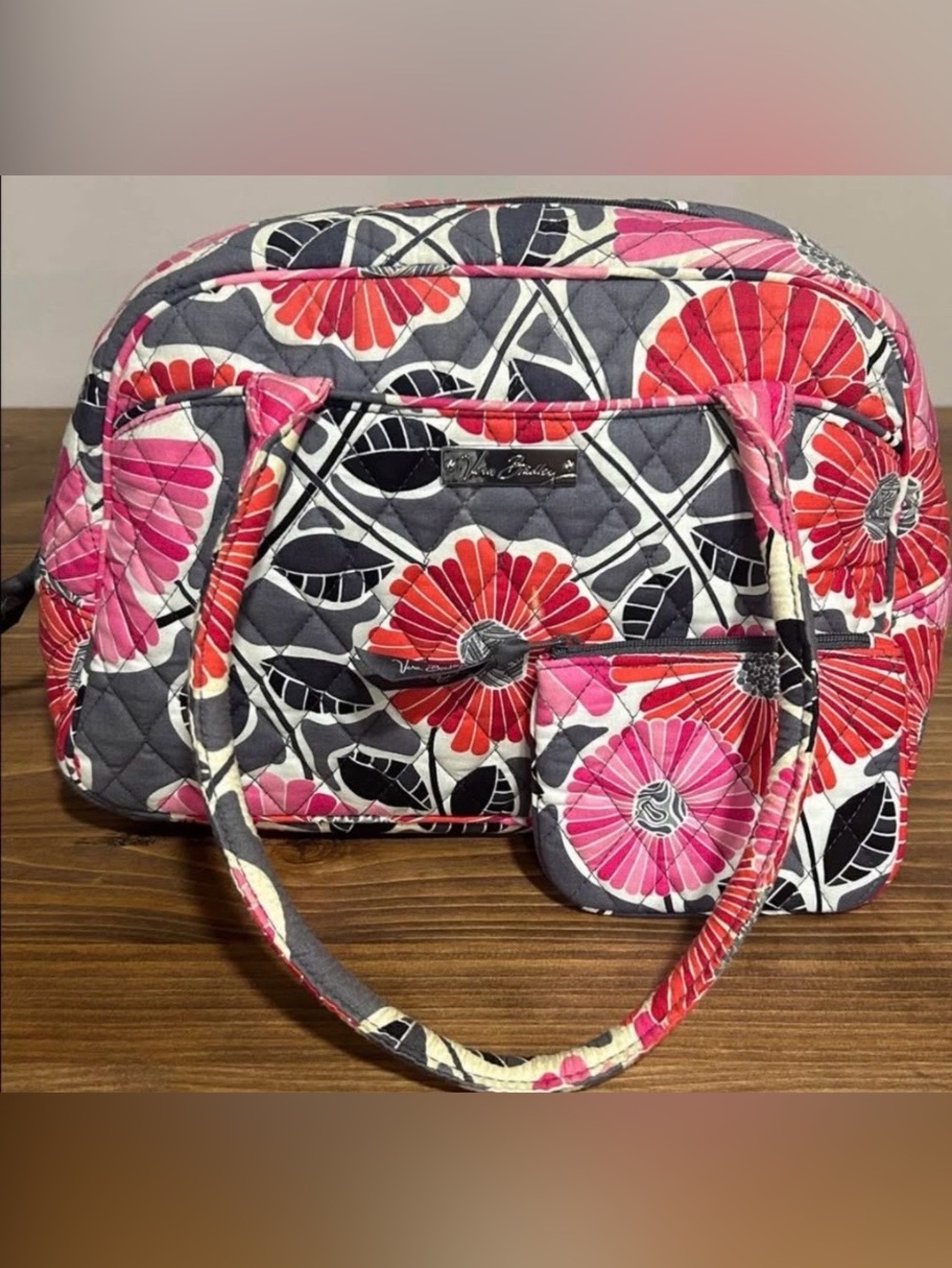 Vera Bradley Quilted Cherry Blossoms Satchel Shoulder Bag with Coin Purse